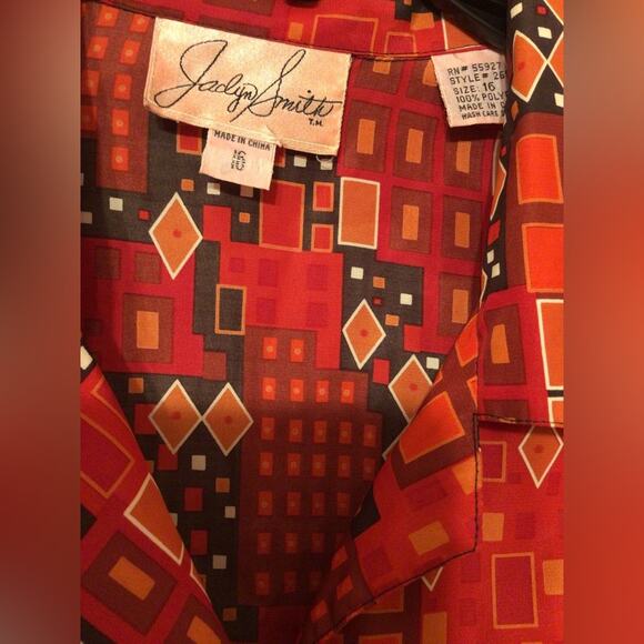 Vintage Jacklyn Smith red orange blouse size 16 - Picture 4 of 6